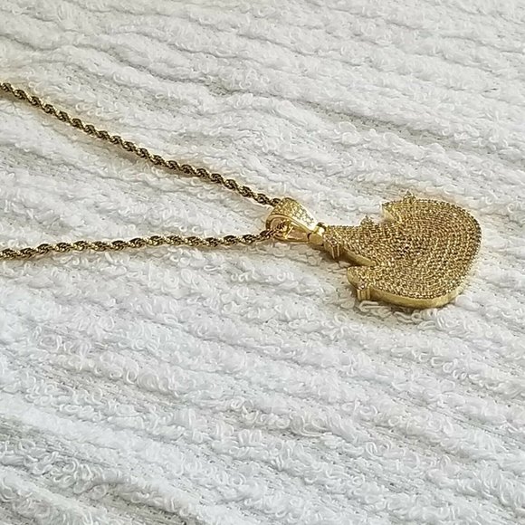 Sterling Silver 925 FIRE SYMBOL Zirconia Gold Fini - Picture 3 of 6